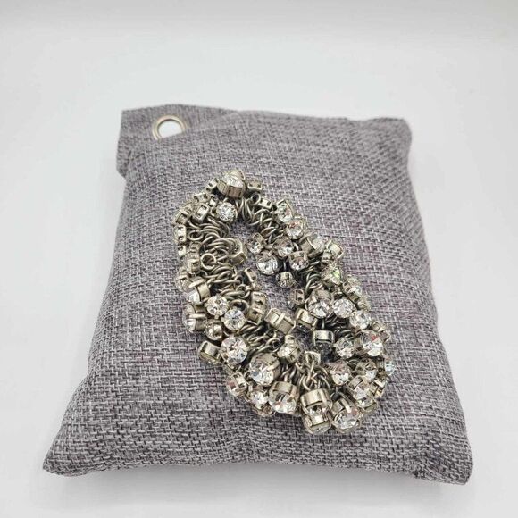 J Crew Silver Tone Stretch Crystal Bracelet - Picture 6 of 6